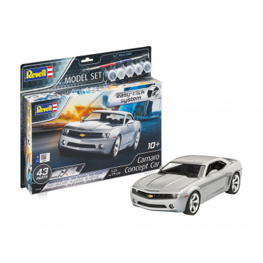 KIT PARA MONTAR REVELL MODEL SET EASY-CLICK CAMARO CONCEPT CAR 1/25 43 PEÇAS COMPLETO COM TINTAS E PINCEL REV 67648